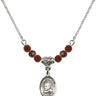 Saint John Bosco Birthstone Necklace | 1/2 inch | 4mm Beads  Garnet Sterling Silver