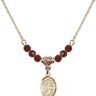 Saint Joseph Birthstone Necklace | 1/2 inch | 4mm Beads  Garnet 14kt Gold Filled