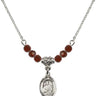 Saint Jude Thaddeus Birthstone Necklace | 1/2 inch | 4mm Beads  Garnet Sterling Silver