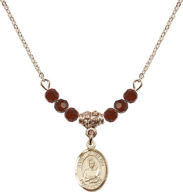St. Lawrence Birthstone Necklace | 1/2 inch | 4mm Beads