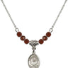 Saint Lawrence Birthstone Necklace | 1/2 inch | 4mm Beads  Garnet Sterling Silver