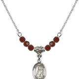 Saint Lucia of Syracuse Birthstone Necklace | 1/2 inch | 4mm Beads  Garnet Sterling Silver