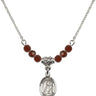 Saint Lucia of Syracuse Birthstone Necklace | 1/2 inch | 4mm Beads  Garnet Sterling Silver