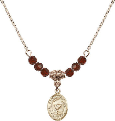 Saint Maximilian Kolbe Birthstone Necklace | 1/2 inch | 4mm Beads