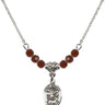 Saint Michael the Archangel Birthstone Necklace | 1/2 inch | 4mm Beads  Garnet Sterling Silver