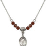 Saint Philomena Birthstone Necklace | 1/2 inch | 4mm Beads  Garnet Sterling Silver