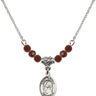 Saint Monica Birthstone Necklace | 1/2 inch | 4mm Beads  Garnet Sterling Silver