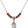 Saint Nicholas Birthstone Necklace | 1/2 inch | 4mm Beads  Garnet Sterling Silver