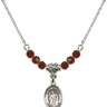 Saint Patrick Birthstone Necklace | 1/2 inch | 4mm Beads  Garnet Sterling Silver