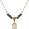 Saint Richard Birthstone Necklace | 1/2 inch | 4mm Beads  Garnet 14kt Gold Filled