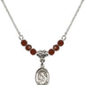 Saint Rose of Lima Birthstone Necklace | 1/2 inch | 4mm Beads  Garnet Sterling Silver