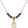Saint Robert Bellarmine Birthstone Necklace | 1/2 inch | 4mm Beads  Garnet 14kt Gold Filled