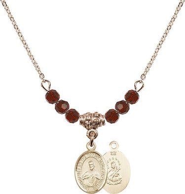 Collar escapulario de plata con piedra de nacimiento | 1,27 cm | Cuentas de 4 mm | N20-9098