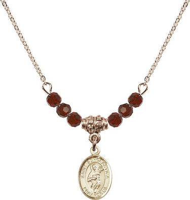 Saint Scholastica Birthstone Necklace | 1/2 inch | 4mm Beads