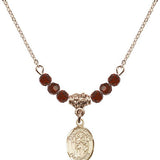 Saint Sebastian Birthstone Necklace | 1/2 inch | 4mm Beads  Garnet 14kt Gold Filled