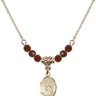 Saint Sebastian Birthstone Necklace | 1/2 inch | 4mm Beads  Garnet 14kt Gold Filled