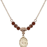 Our Lady Star of the Sea Birthstone Necklace | 1/2 inch | 4mm Beads  Garnet 14kt Gold Filled