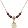Our Lady Star of the Sea Birthstone Necklace | 1/2 inch | 4mm Beads  Garnet 14kt Gold Filled