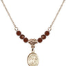 Saint Thomas More Birthstone Necklace | 1/2 inch | 4mm Beads  Garnet 14kt Gold Filled