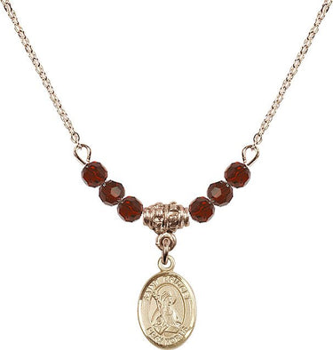 St. Bridget of Sweden Birthstone Necklace | 1/2 inch | 4mm Beads