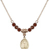 Saint Pio of Pietrelcina Birthstone Necklace | 1/2 inch | 4mm Beads  Garnet 14kt Gold Filled