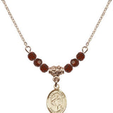 Saint Ursula Birthstone Necklace | 1/2 inch | 4mm Beads  Garnet 14kt Gold Filled