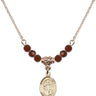Saint Ursula Birthstone Necklace | 1/2 inch | 4mm Beads  Garnet 14kt Gold Filled