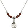 Saint Agnes of Rome Birthstone Necklace | 1/2 inch | 4mm Beads  Garnet Sterling Silver