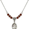 Saint Gemma Galgani Birthstone Necklace | 1/2 inch | 4mm Beads  Garnet Sterling Silver