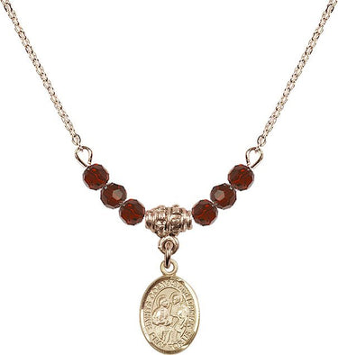 Saints Cosmas & Damian Birthstone Necklace | 1/2 inch | 4mm Beads