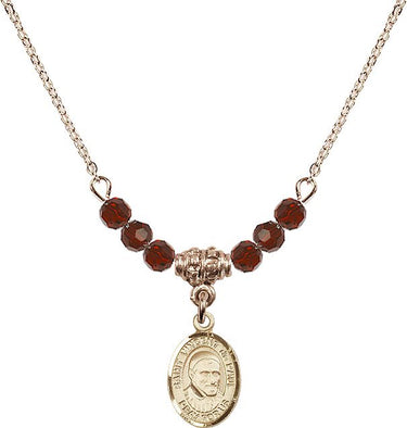 Saint Vincent de Paul Birthstone Necklace | 1/2 inch | 4mm Beads