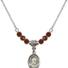 Saint Vincent de Paul Birthstone Necklace | 1/2 inch | 4mm Beads  Garnet Sterling Silver