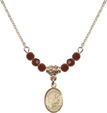 Saint Jerome Birthstone Necklace | 1/2 inch | 4mm Beads