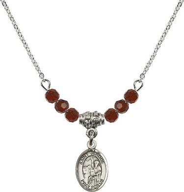 Saint Jerome Birthstone Necklace | 1/2 inch | 4mm Beads