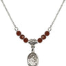 Saint Ambrose Birthstone Necklace | 1/2 inch | 4mm Beads  Garnet Sterling Silver