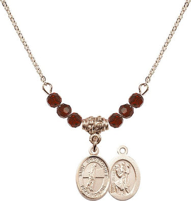 Saint Christopher Volleyball Birthstone Necklace | 1/2 inch | 4mm Beads