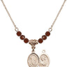 Saint Christopher Birthstone Necklace | 1/2 inch | 4mm Beads  Garnet 14kt Gold Filled