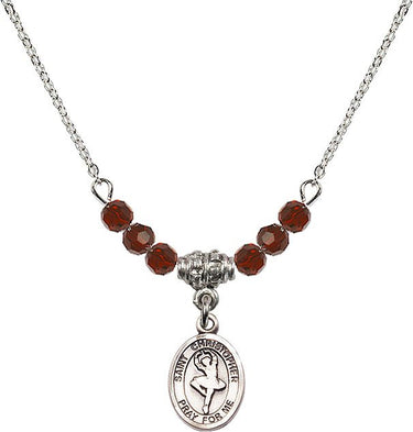 Saint Christopher Dance Birthstone Necklace | 1/2 inch | 4mm Beads