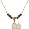 Saint Christopher Birthstone Necklace | 1/2 inch | 4mm Beads  Garnet 14kt Gold Filled
