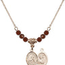 Saint Christopher Birthstone Necklace | 1/2 inch | 4mm Beads  Garnet 14kt Gold Filled