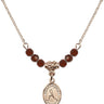 Saint Christopher Birthstone Necklace | 1/2 inch | 4mm Beads  Garnet 14kt Gold Filled