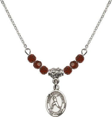 Saint Christopher Baseball Birthstone Necklace | 1/2 inch | 4mm Beads