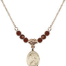 Saint Christopher Birthstone Necklace | 1/2 inch | 4mm Beads  Garnet 14kt Gold Filled