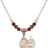 Saint Christopher Birthstone Necklace | 1/2 inch | 4mm Beads  Garnet 14kt Gold Filled