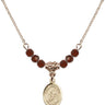 Saint Sebastian Birthstone Necklace | 1/2 inch | 4mm Beads  Garnet 14kt Gold Filled
