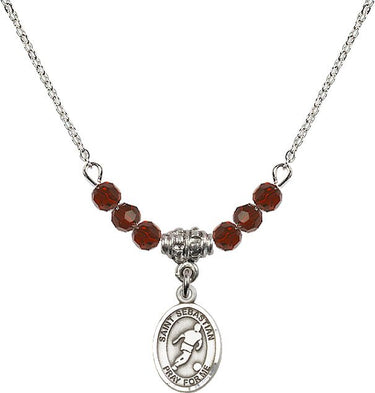 Saint Sebastian Soccer Birthstone Necklace | 1/2 inch | 4mm Beads