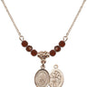 Saint Sebastian Birthstone Necklace | 1/2 inch | 4mm Beads  Garnet 14kt Gold Filled
