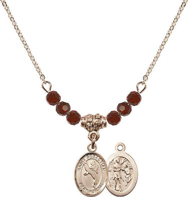 Saint Sebastian Martial Arts Birthstone Necklace | 1/2 inch | 4mm Beads