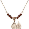 Saint Sebastian Birthstone Necklace | 1/2 inch | 4mm Beads  Garnet 14kt Gold Filled