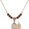 Saint Sebastian Cross Birthstone Necklace | 1/2 inch | 4mm Beads  Garnet 14kt Gold Filled
